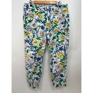 Liz Claiborne Women's Size 10 Flower Print White Denim Pants Size 10‎